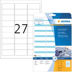 Naambadge etiket HERMA 4513 63.5x29.6mm wit/blauw
