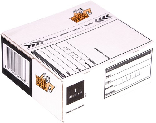Postpakketbox 1 CleverPack 146x131x56mm wit pak à 25 stuks
