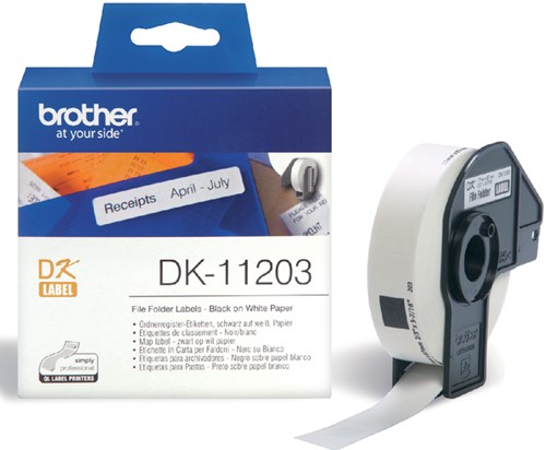 Etiket Brother DK-11203 naamkaart ordner 17x87mm 1 rol á 300 stuks wit