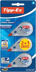 Correctieroller Tipp-ex 5mmx6m pocket mini mouse blister 2+1 gratis
