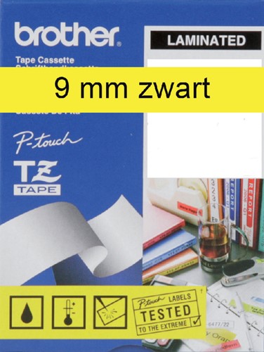 Labeltape Brother P-touch TZe-621 standaard 9mm zwart op geel-2