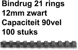 Bindrug Fellowes 12mm 21rings A4 zwart 100stuks