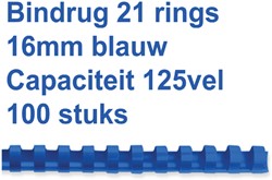 Bindrug Fellowes 16mm 21rings A4 blauw 100stuks