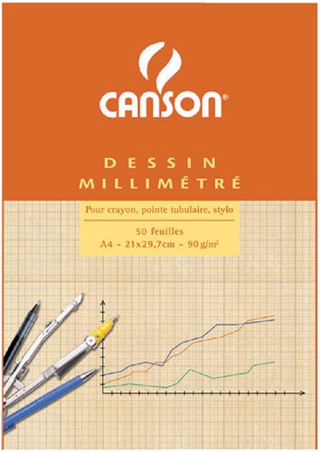 Millimeterblok Canson A4 lichtbruin 50 vel