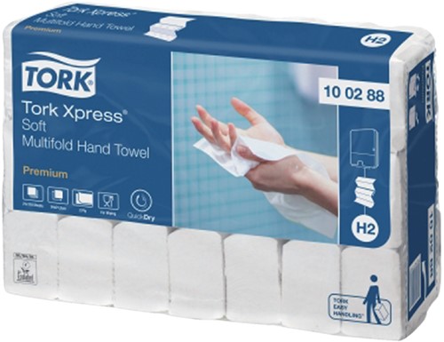 Handdoek Tork H2 Xpress Premium multifold 2-laags 212x340mm 21x110 vel wit 100288-2