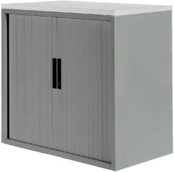 Roldeurkast 20H aluminiumlook met topblad wit