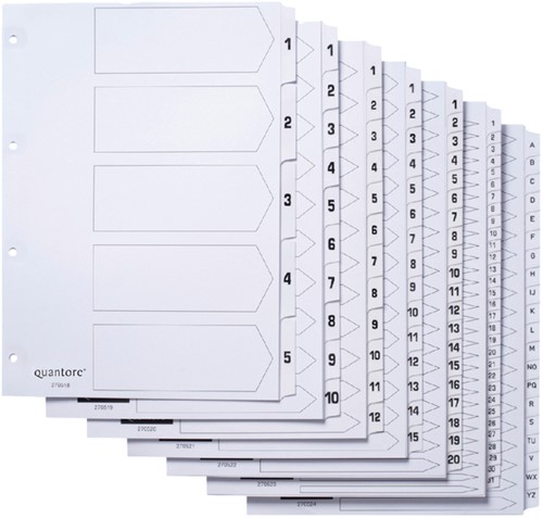 Tabbladen Quantore 4-gaats 1-12 genummerd wit karton-2