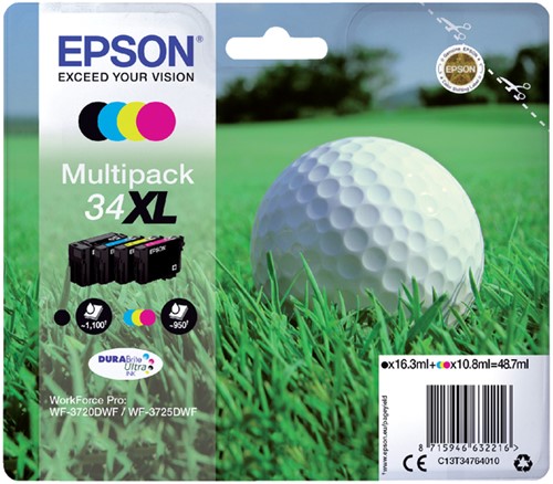 Inktcartridge Epson 34XL T3476 zwart + 3 kleuren-3