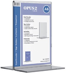 Kaarthouder OPUS 2 T-standaard A6 staand acryl