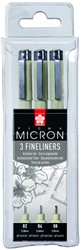 Fineliner Sakura pigma micron blister 3 stuks zwart