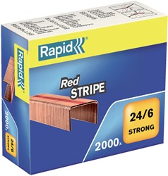 Nieten Rapid 24/6 Redstripe kopercoating 2000 stuks