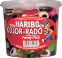 Haribo Color-Rado wine gum + engelse drop 650gram
