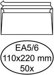 Envelop Hermes bank EA5/6 110x220mm zelfklevend wit 50 stuks