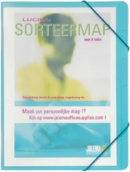 Sorteermap Djois personaliseerbaar A4 6 vakken blauw
