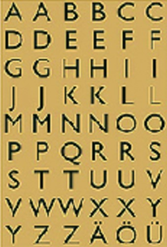 Etiket HERMA 4145 13x12mm letters A-Z zwart op goud
