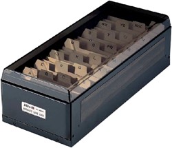 Visitekaartenbak KW-TRIO 75x105x270mm tbv 800 visitekaartjes metaal
