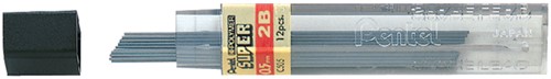 Potloodstift Pentel 0.5mm zwart per koker 2B