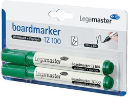 Viltstift Legamaster TZ 100 whiteboard rond 1.5-3mm groen blister à 2 stuks