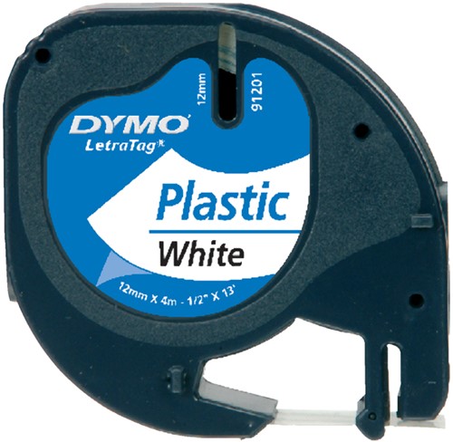 Labeltape Dymo LetraTag plastic 12mm zwart op wit-2