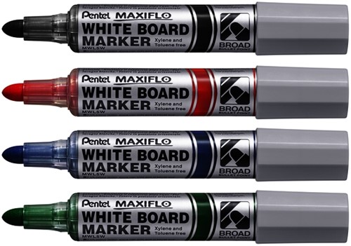 Whiteboardmarker Pentel MWL5M Maxiflo rond 3mm rood-1