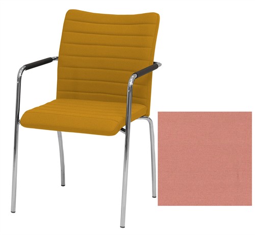Huislijn bezoekersstoel Alfa, hoge rug, geheel gestoffeerd, onderstel in 4-poots met viltdoppen - zwart - Petra ACT07 - Padding