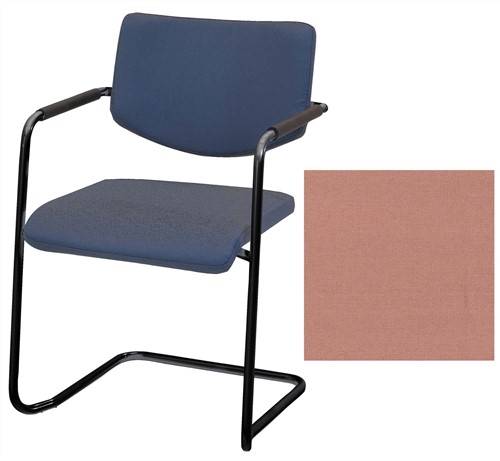 Huislijn bezoekersstoel Alfa, lage rug, geheel gestoffeerd, onderstel in sledeframe met viltdoppen - zwart - Petra ACT07 - Knopen en lijnen