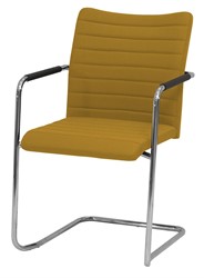Huislijn bezoekersstoel Alfa, hoge rug, geheel gestoffeerd, onderstel in sledeframe met viltdoppen