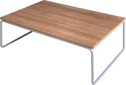 Alfa Lounge bijzettafel recht, sledeframe draadstaal Ø 11mm, hoogte 45 cm.