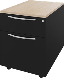Basic verrijdbaar ladenblok 03, 1 lade met pennenbakje en 1 hangmappenlade 44x60x58 (bxdxh)