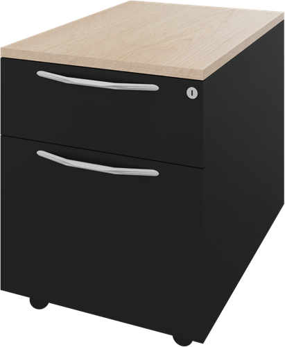 Basic verrijdbaar ladenblok 03, 1 lade met pennenbakje en 1 hangmappenlade 44x60x58 (bxdxh)