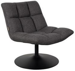 DutchBone Bar Lounge stoel, zwart gepoedercoat stalen draaibare frame 