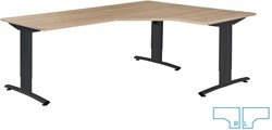 Huislijn Basic Cadcam hoekbureau 200x80 / 160x80cm, onderstel inbus verstelbaar 62-86cm type C recht, incl. kabelgoot zit/zit