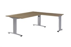 Huislijn Basic bureau met aanbouw, onderstel inbus verstelbaar 62-86cm type C recht, incl. kabelgoot zit/zit
