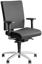 Be By Beta Be Plus. Voorzien van synchroon mechaniek, 6 cm zitdiepte, zithoogte 43-56cm, 4-D armleggers, gepolijst aluminium kruisvoet, met in hoogte verstelbare rug.
