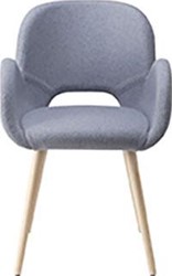 Bliss 02 stoel, 4-poots essenhout onderstel en zitschaal volledig in 2 kleuren gestoffeerd