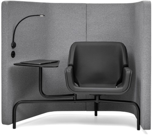 Booi Workstation met volledig gestoffeerde zitting.