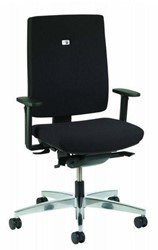 Viasit Linea NPR 1813 bureaustoel stof zwart 10/1020 lumbaalsteun, 4D armleggers en zitdiepteinstelling, onderstel in gepolijst aluminium