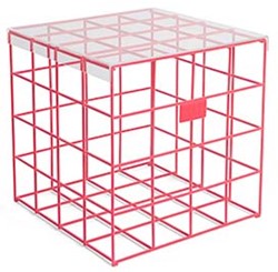 Cage fight vierkante bijzettafel roze, afmeting 41x41x40 cm (bxdxh)