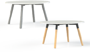 Huislijn Corner bijzettafel rond Ø 60 cm, op 4-poots metalen frame Ø 3,8 cm, hoogte 42 cm, inclusief viltdoppen. - toscaans noten - Aluminium