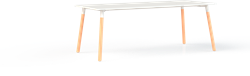 Huislijn Corner tafel recht, blad met rechte hoeken, op 4-poots houten frame Ø 5 cm, 75 cm hoog.