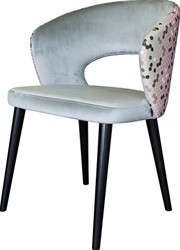Darford Open AC stoel, onderstel massief beukenhout 4-poots zwart gelakt, rug en zitting gestoffeerd binnenzijde lichtgrijs, buitenzijde hive stone grijs