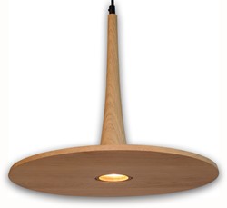 DG hanglamp Disc in eiken hout Ø 38mm, incl. pendelset snoer/plafond/fitting en led spot Philips 35W warm wit