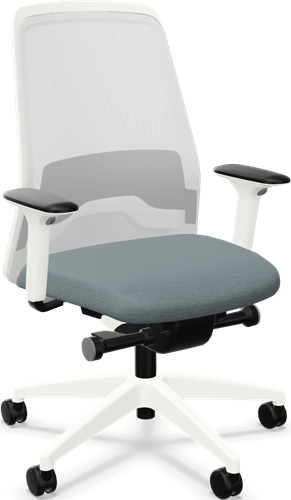 NEW EVERYis1 bureaustoel incl. 4D armleggers, zitdiepte verstelling en lendesteun. Zitting in antraciet, rug in netbespanning antraciet en kunststof delen in wit