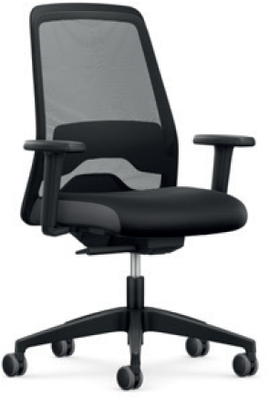 EVERYis1 EV25R bureaustoel met netbespanning incl. 2D armleggers, zitdiepte verstelling en lendesteun, compleet in Manhattan zwart Comfort- 2D