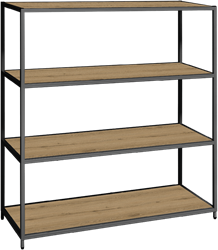 Flexwall frame 124hg x 119br x 43cm dp, indeling 3-vaks inclusief 4 legborden in melamine houtnerfstructuur