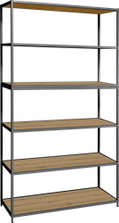 Flexwall frame 204hg x 119br x 43cm dp, indeling 5-vaks inclusief 6 legborden 