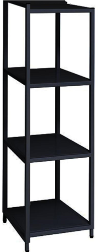 Flexwall frame in het zwart , afmeting 124hg x 40br x 43cm dp, indeling 3-vaks inclusief 4 legborden in het zwart, zonder wielen