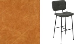 Gerlin HS barkruk, zitting en rug omgestoffeerd in stof huiscollectie B, kleur coat 006 rust en onderstel 4-poots in mat zwart