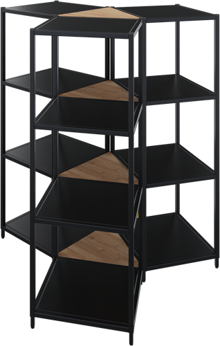 Huislijn Flexwall hoekblad, per stuk, koppelbaar, kleur zwart, vorm piramide voor koppelen van 3 flexwall frames.