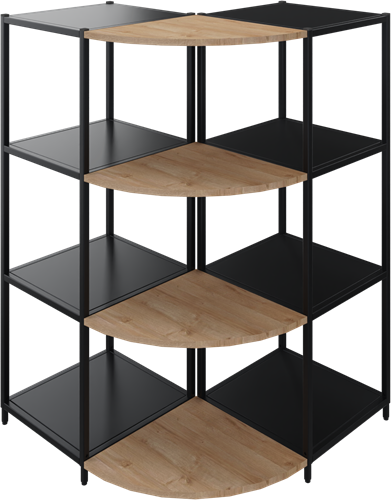 Huislijn Flexwall hoekblad, per stuk, koppelbaar, kleur zwart, vorm 1/4 rond.